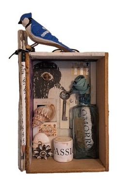 Assemblage Collage Unikat Kunst Handgefertigt Stück Wohndeko Skurril Schatten Box Geschenk