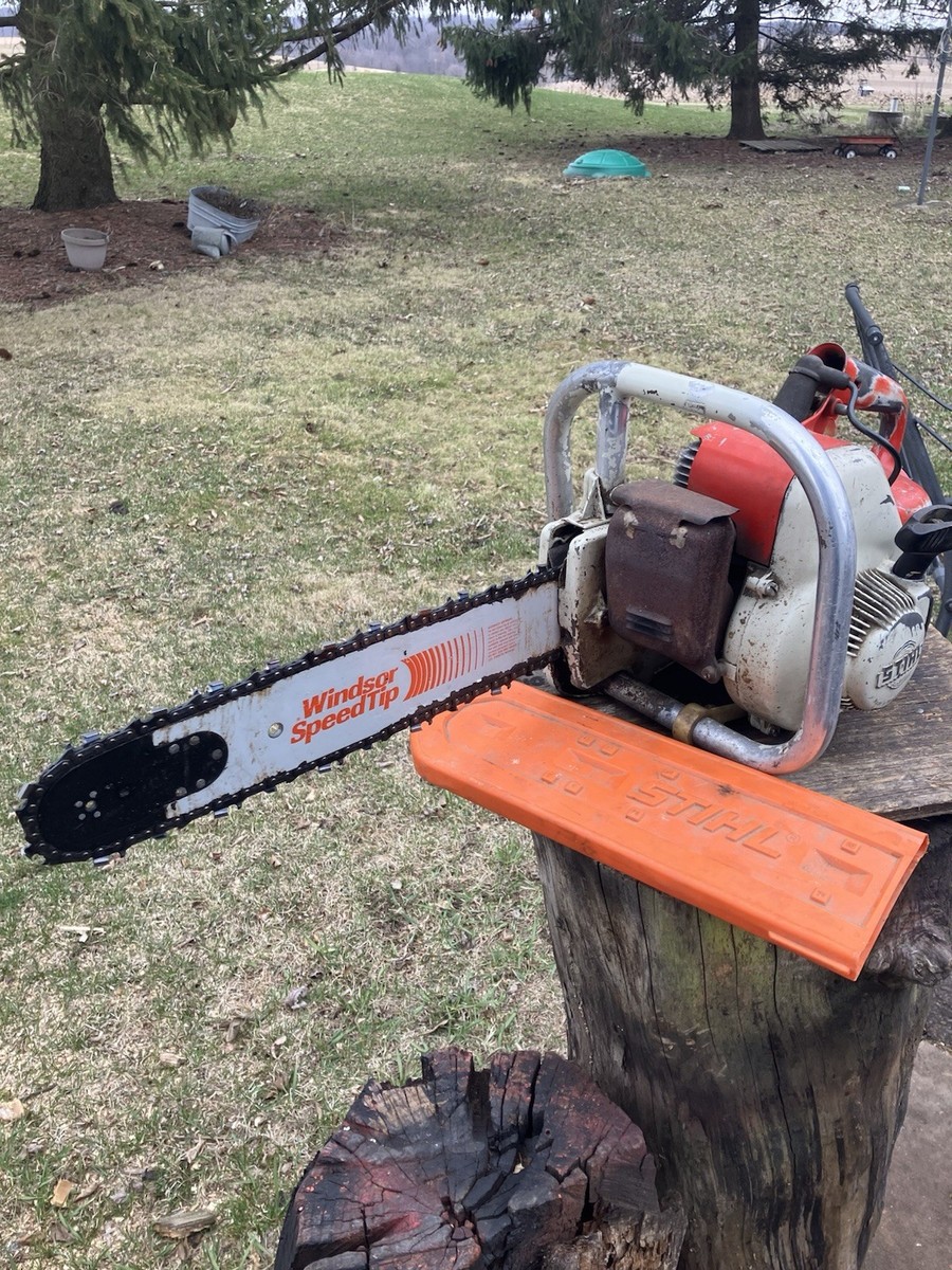Old Vintage Super Stihl 08-S Rare Full Wrap Chainsaw Early Red Top
