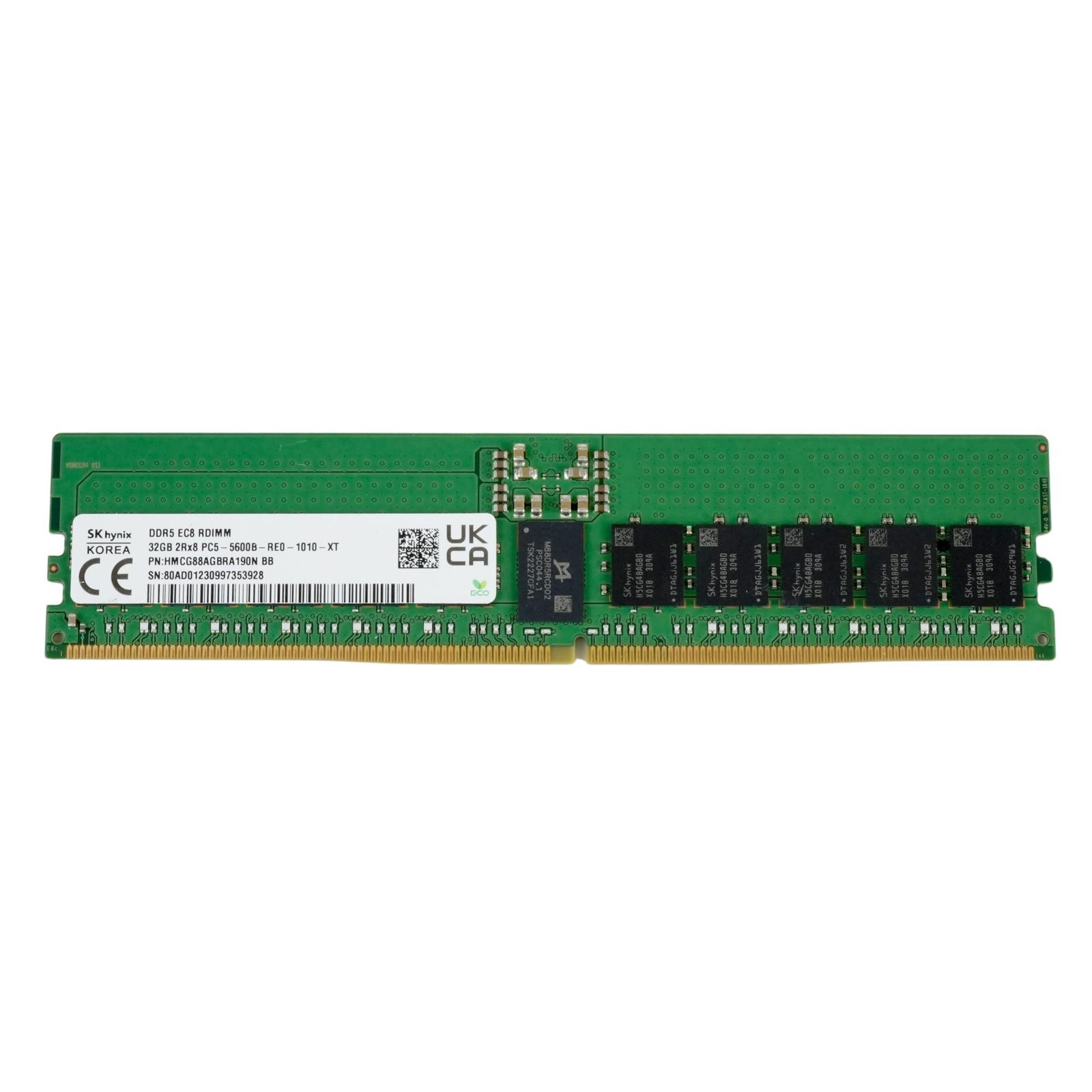SK Hynix HMCG88AGBRA190N 32GB 2Rx8 DDR5-5600 PC5-44800 CL46 REG ECC 1.1V RDIMM