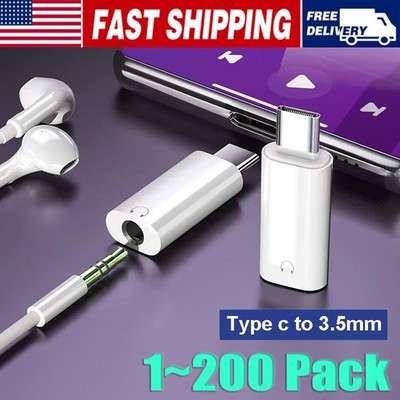 USB-C Type C Adapter Port to 3.5MM Aux Audio Jack Earphone Headphone Car Lot