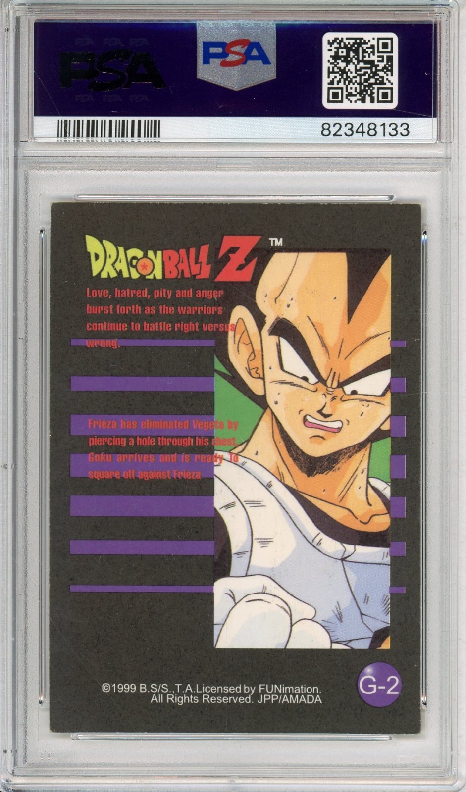 1999 DRAGON BALL Z GOKU #G-2 FRIEZA HAS ELIMINATED GOLD FOIL SET PSA 3 view 2