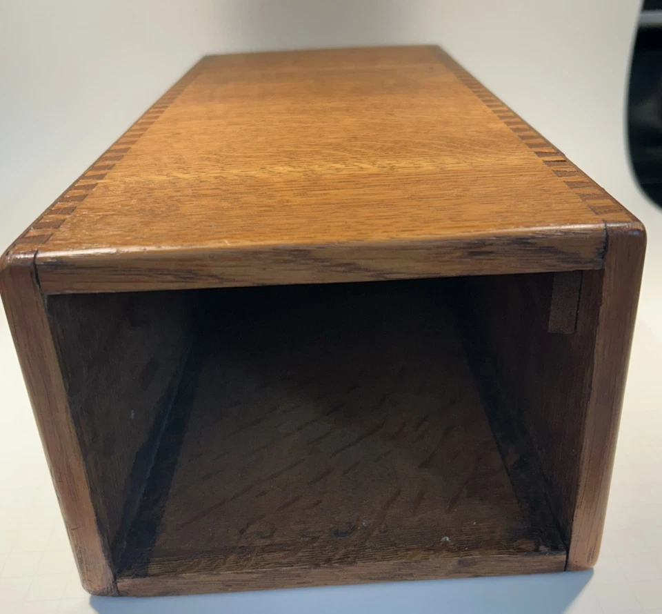 "De colección 1 cajón madera biblioteca tarjeta catálogo caja archivo índice 16x7x5"" cola de milano 3x5 CD" Foto 2 de 4