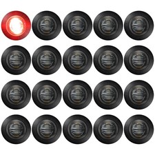 20pcs Red 3/4" Round LED Trailer Side Marker Clearance Lights 20Red Smoked