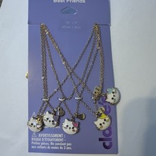 New Claire  s Jewelry Best Friends 5 BFF Cats Kitty   Necklace Set NET 16   3  