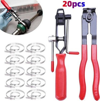 20Pcs CV Joint Boot Clamp Pliers with CV Boot Clamps Kit Ear Type Banding Tool