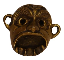 Monkey Face Shape Ash Catcher Antique Style Paperweight Handmade Brass Figurine