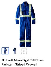 NEW Carhartt FR NFPA 2112 Blue Coveralls 46 Tall Flame Resistant NWT