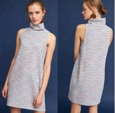 Anthropologie Akemi + Kin Striped Texture Mock Neck Sleeveless Dress Size Large