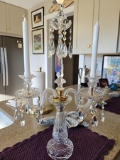 1 , Two Arm CRYSTAL  CANDELABRA , waterford base and crystals.  23"×14 tall 