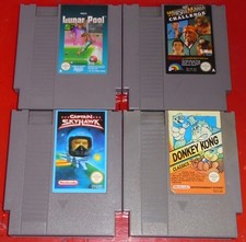 NES Game Lot(x4) Nintendo Bundle🔥 Lunar Pool WWE Captain Skyhawk Donkey Kong!