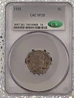 1935 Buffalo Nickel • CAC VF20 • Certified 5C • Indian Head Nickel • Circulated