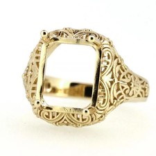 8x6mm Emerald Semi Mount Ring 925 Sterling Silver Solitaire Women Wedding Ring