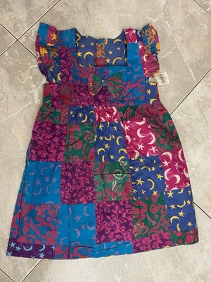 Back From Bali Colorful Girls Patchwork Dress Size Med New With Tags