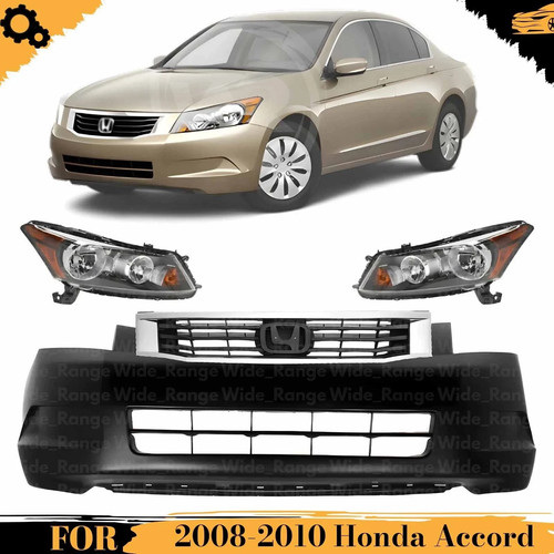 Front Bumper Cover Fascia & Grille Assembly Kit For 2008-2010 Honda Accord