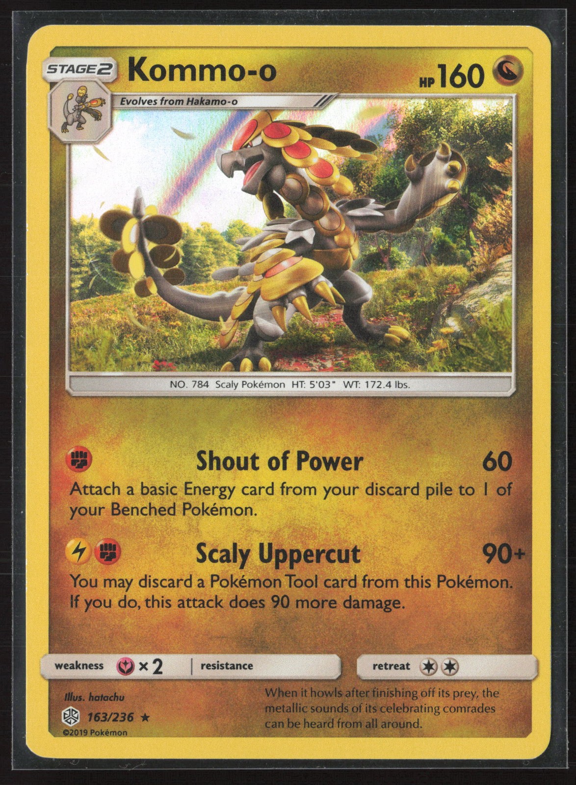 Kommo-o Holo Rare SM - Cosmic Eclipse 163/236 NM Pokemon Card