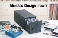 MiniDisc Storage Drawer: Stackable 20-Disc Holder | Black | MiniDiscs in Cases