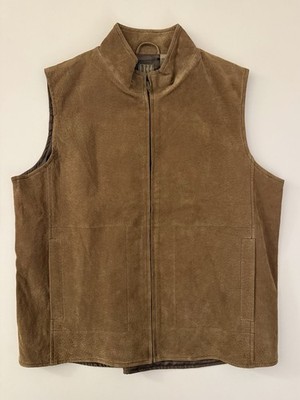 DCC Missy Genuine Leather Vest Womens M Brown Zip Front Minimalist Western Y2K