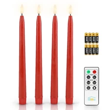 Flameless Taper Candles with Timer, Battery Operated Candle Sticks Real Wax F...