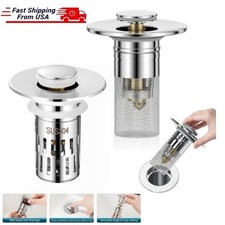 2-in-1 Pop Up Sink Stopper Drain Strainer Hair Catcher for Bathroom Basin Tub