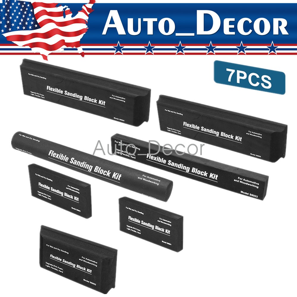 7Pcs Sanding Block Kit Flexible EVA Foam Wet or Dry for Automotive or Woodwork