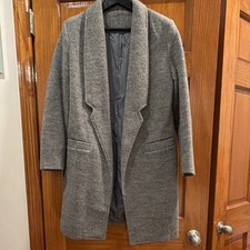 Gray Women's Mid-Length Collared Overcoat with Pockets