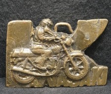 XD03124 VINTAGE 1970s  KAWASAKI MOTORCYCLES  ADVERTISEMENT MENS BELT BUCKLE