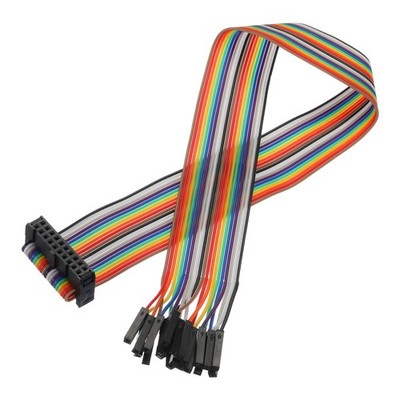 IDC Rainbow Wire Flat Cable FC-Female to 20P 2.54mm Pitch Jumper Wires 11.8''