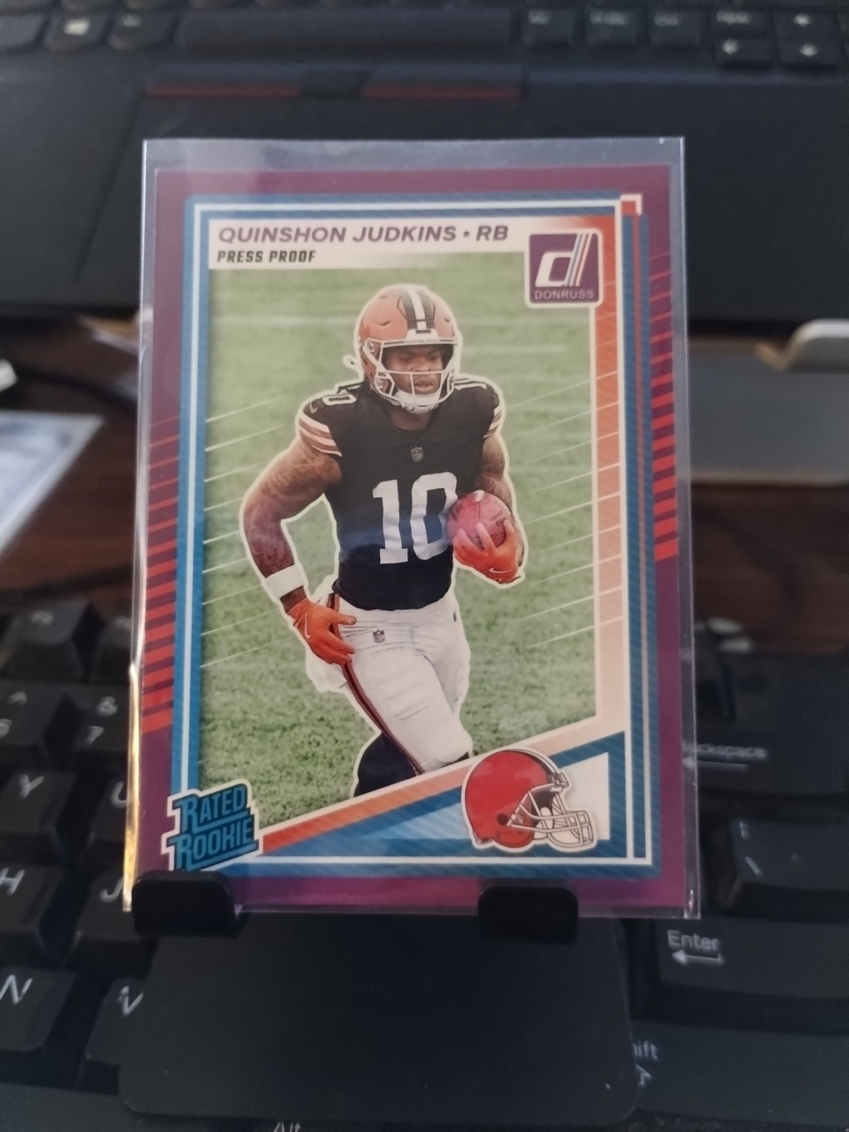 Quinshon Judkins 2025 Donruss RC Rated Rookie Card #330 Press Proof Purple