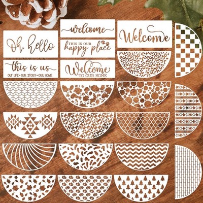 12 PCS Welcome Stencils For Painting Wood Crafts Reusable Sign Decor Set DIY