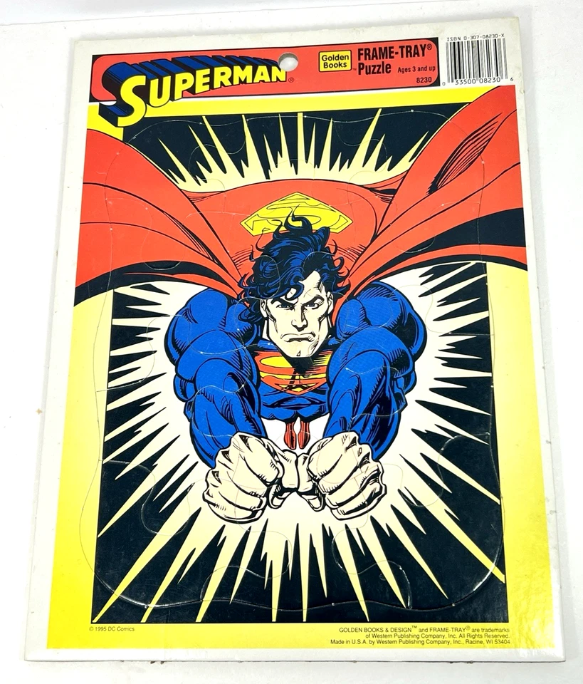 Quebra-cabeça bandeja quadro Superman vintage DC Comics 1995 por Golden Books 8230 - Imagem 4 de 4