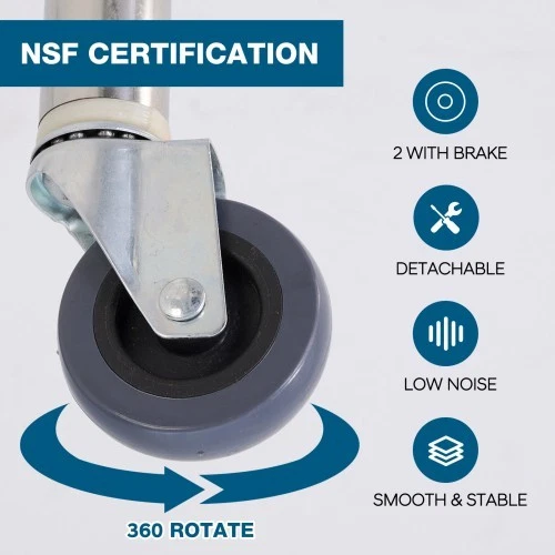 NSF Banco de Trabajo Acero Inoxidable con Ruedas 24x30 Pulgadas - Imprescindible la Cocina Foto 4 de 4