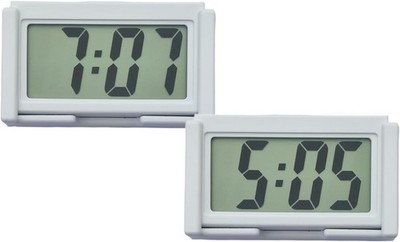 2 Pcs Mini Digital Clock Small Magnetic Clocks Car Dashboard St Color: white 2
