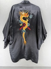 Vintage Chinese 100 Silk Robe Size Small Dragon Hand Embroidered 3/4 Kimono