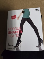 Hanes Control Top Opaque Shaper Tights, Black, Size M/L