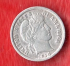 1914-D Barber Dime 90% Silver Old US Coin -  Original! 10 Cent...