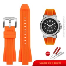 Silicone Rubber Watch Strap for Michael Kors MK8184 MK8152 29x13mm Black Blue