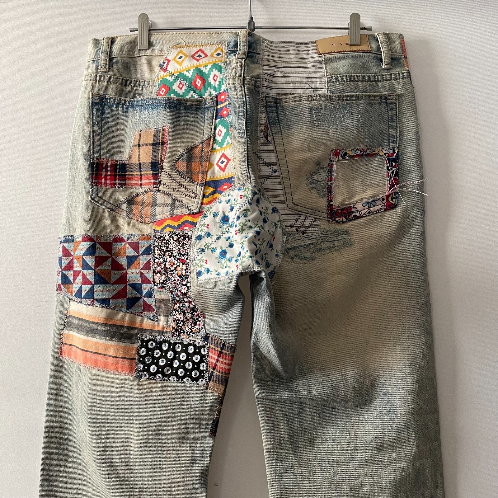 MNML Mens Blue Patchwork Straight Button Fly Deni… - image 5