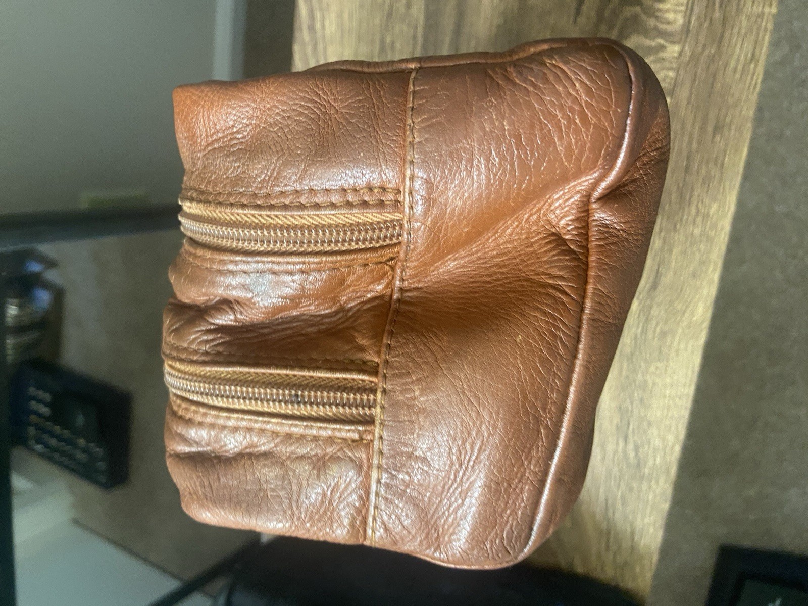 Prada Brown Leather Large Nylon Lined Vanity Dual… - image 5