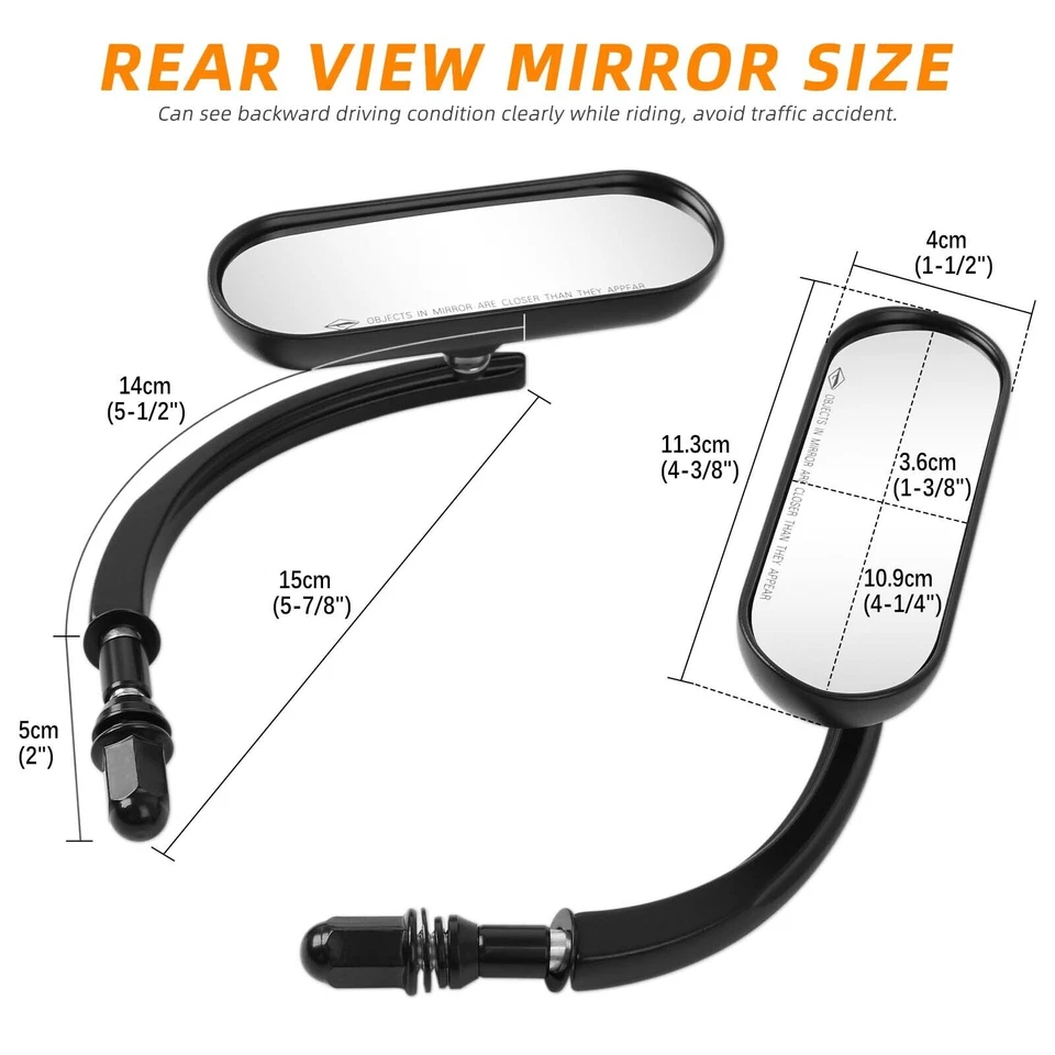 Овальные боковые зеркала заднего вида для мотоцикла черные для Harley Yamaha Scrambler SCR950 - Изображение 2 из 4
