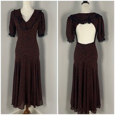 Reformation Evra open back floral dress 4 Black Midi