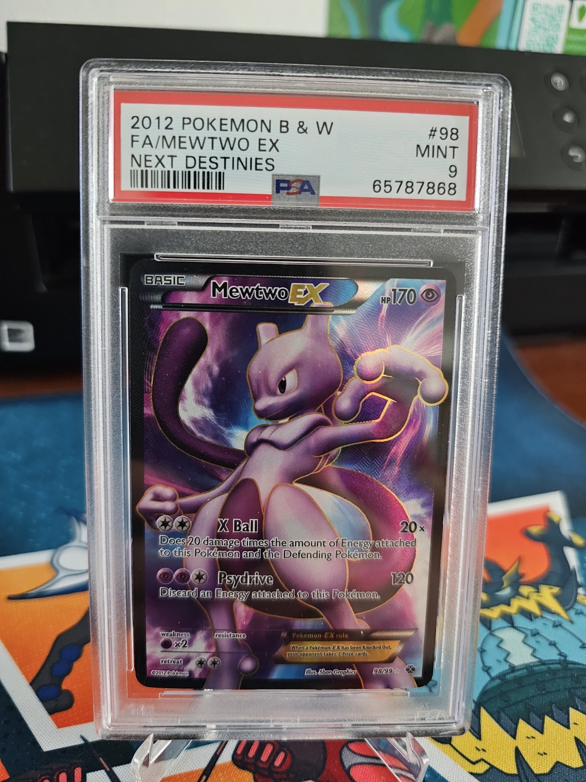 2012 Pokemon Card Black & White Next Destinies Mewtwo EX Full Art 98 /99 PSA 9