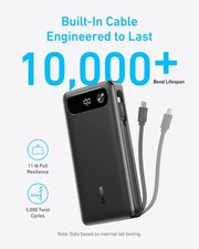 Anker Power Bank 20K, 87W, Built- In USB-C Cable