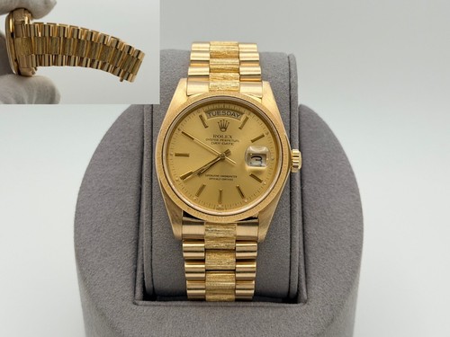 Rolex Day Date President Bark Finish 18078 36mm Champagne Dial 18k Yellow Gold