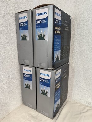 Set of 4  Boxe Philips 200ct 4' x 8' Heavy Duty Net Lights Clear W/ Green Wire 