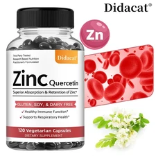 Zinc Quercetin Capsule Promote Cognitive Digestion Neurological Health 30-120 Ct