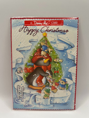 Süße Pinguin Weihnachtskarte - Danny Mac Designs - festliche Tierillustration