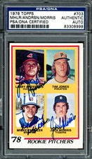Jack Morris, Mickey Mahler & Larry Andersen Auto 1978 Topps RC 703 PSA/DNA 08999