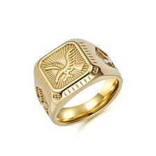 Hip Hop  Eagle Square Ring Stainless Steel 18K Gold Plated Mens Jewelry HOT