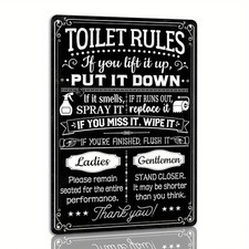 Vintage Bathroom Rules Humorous Toilet Tin Metal Signs Home D cor 8x12