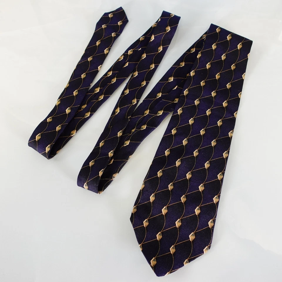 Corbata Alexander Lloyd Cuello Para Hombre Azul Marino Seda Sólida Art Deco Lujo Ancha XL EE. UU. Foto 3 de 4